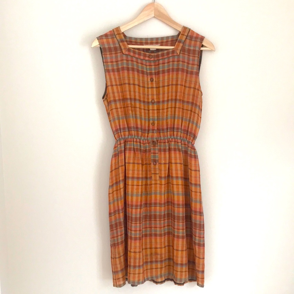 *HOST PICK* Vintage Japanese 1960s square neck plaid midi dress / Miss Onward